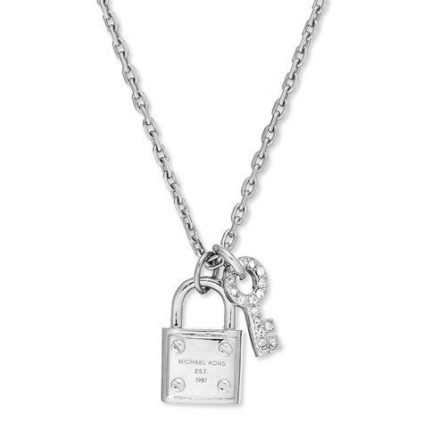 michael kors padlock necklace|michael kors sterling silver necklace.